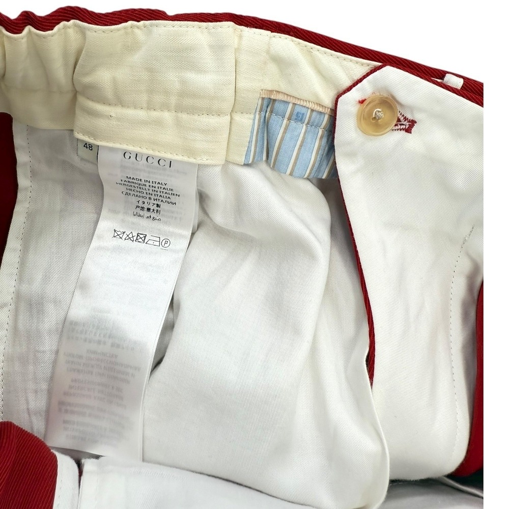 Gucci Band Stripe Red Wool Trouser Pants Unisex Size 48 Made in Italy 32x30 - Picture 8 of 9